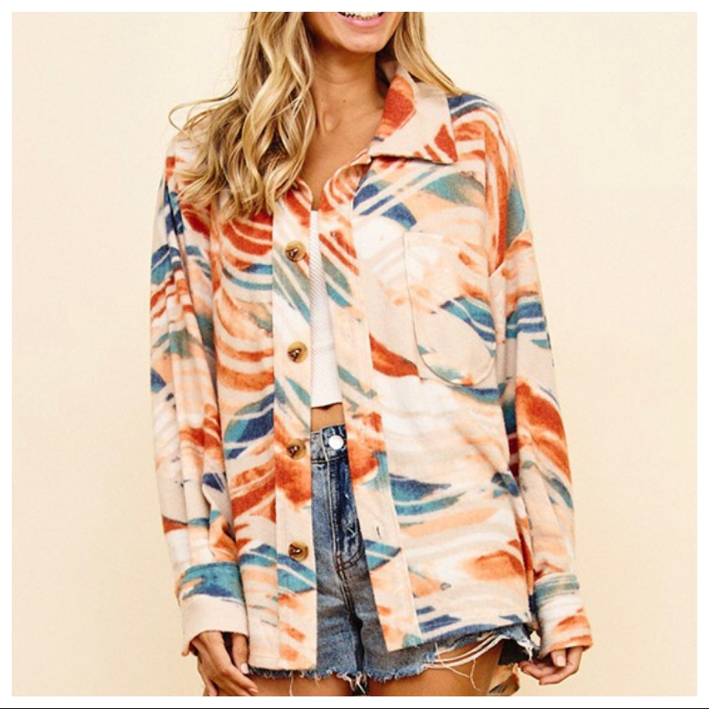 Favorite Fabulous Boyfriend Multi Color Chic Oversized Jacket - Picture 3 of 4